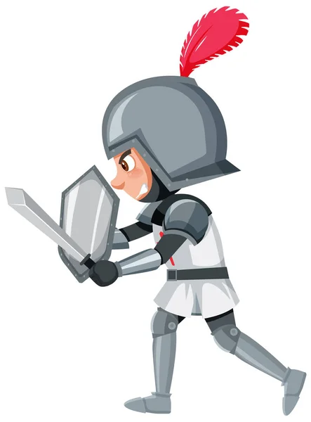 Cavaleiro Personagem Desenho Animado Fundo Branco Ilustração — Vetor de Stock