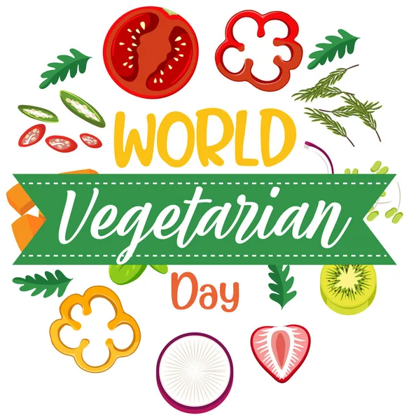 World Vegetarian Day White Background Illustration — 스톡 벡터