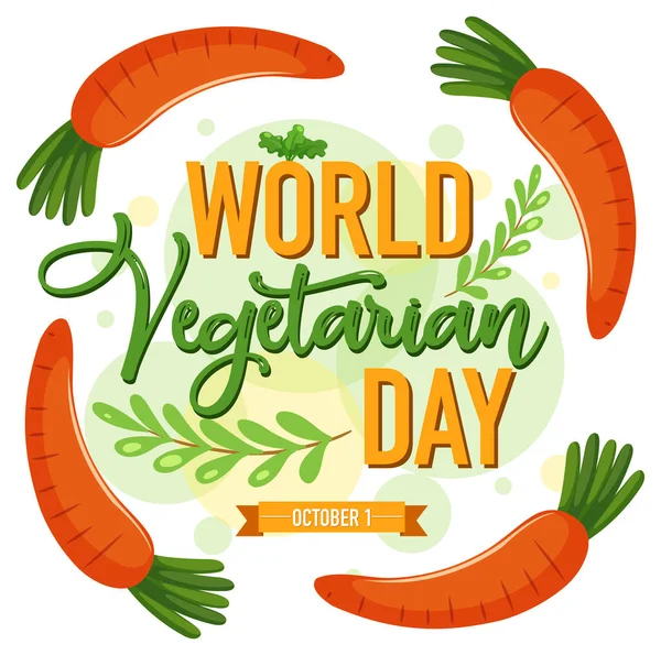 Logotipo Dia Mundial Vegetariano Com Ilustração Vegetal Frutífera — Vetor de Stock