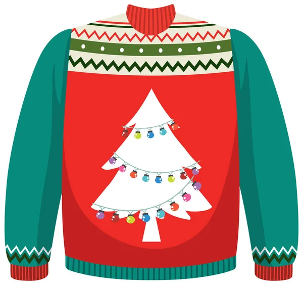 Christmas Sweater Chirtmas Tree Pattern Illustration — Stockový vektor