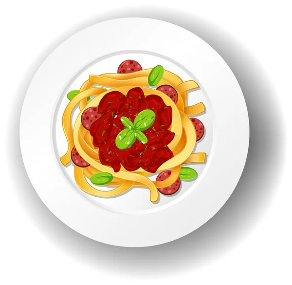 Spaghetti Bolognese Mit Tomatensauce Illustration — Stockvektor