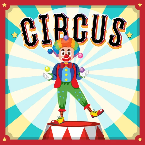 Circus Poster Design Clown Cartoon Character Illustration — Vetor de Stock