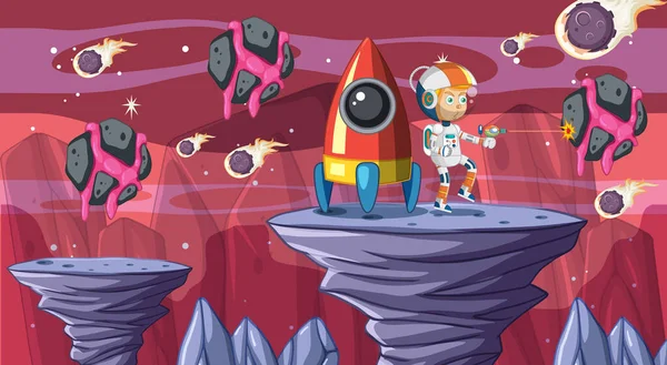 Ένα Πρότυπο Παιχνίδι Galaxy Space Scene Εικονογράφηση — Διανυσματικό Αρχείο