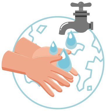 Eller musluk resimleriyle yıkanır.