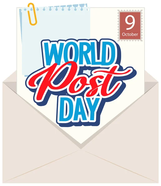 World Post Day Banner Envelope Illustration — Stock Vector