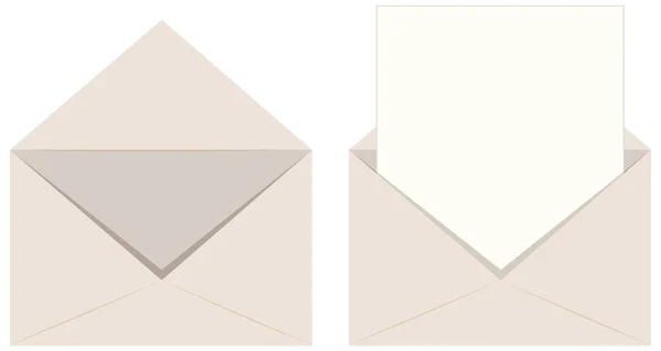 Enveloppe Papier Ouverte Sur Fond Blanc Illustration — Image vectorielle