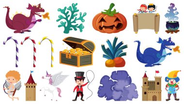 Fantezi çizgi film karakterleri ve çizim elementleri