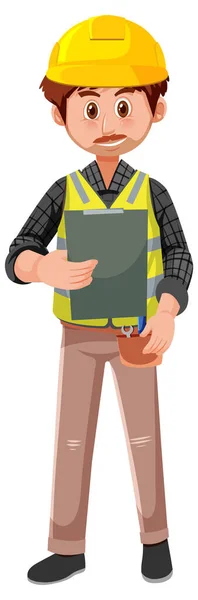 Ein Auftragnehmer Job Cartoon Figur Auf Weißem Hintergrund Illustration — Stockvektor
