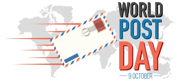 Banner Světová Pošta Ilustrací Obálky — Stockový vektor