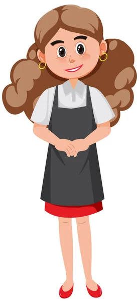 Eine Haushälterin Cartoon Figur Auf Weißem Hintergrund Illustration — Stockvektor
