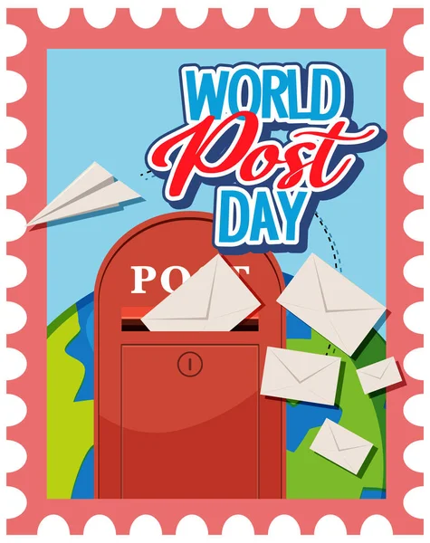 Světový Poštovní Plakát Poštovní Schránkou Ilustrací Obálky — Stockový vektor