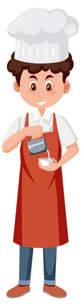 Personaggio Dei Cartoni Animati Barista Sfondo Bianco Illustrazione — Vettoriale Stock