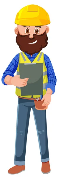 Ein Auftragnehmer Job Cartoon Figur Auf Weißem Hintergrund Illustration — Stockvektor