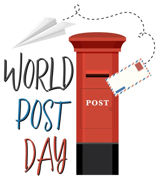 Logotipo Palabra World Post Day Con Una Ilustración Del Buzón — Vector de stock