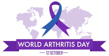 Mor kurdele illüstrasyonlu Dünya Artrit Günü afişi