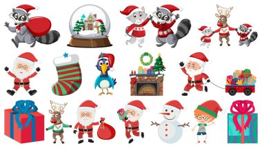 Yılbaşı temalı resimlerin izole edilmiş nesneleri