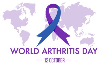Mor kurdele illüstrasyonlu Dünya Artrit Günü afişi