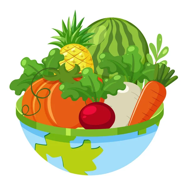 Vegetable Salad Bowl White Background Illustration — Stock Vector