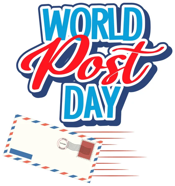 Logotipo Palavra World Post Day Com Envelope Sobre Fundo Branco — Vetor de Stock