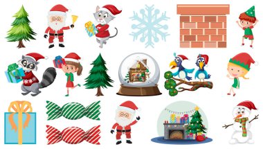 Yılbaşı temalı resimlerin izole edilmiş nesneleri