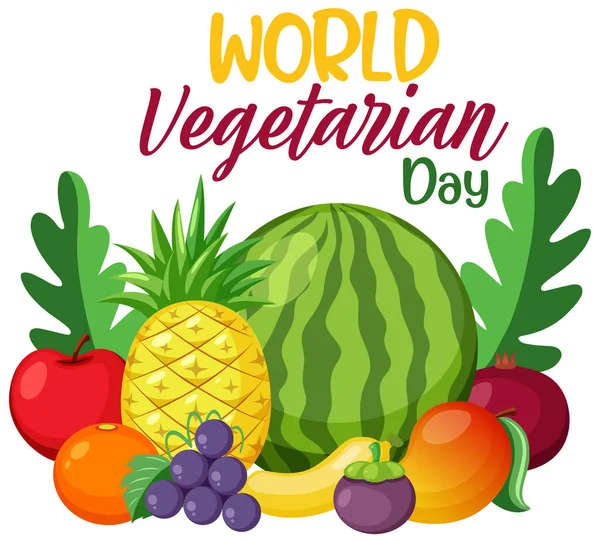 World Vegetarian Day 로고와 야채와 — 스톡 벡터