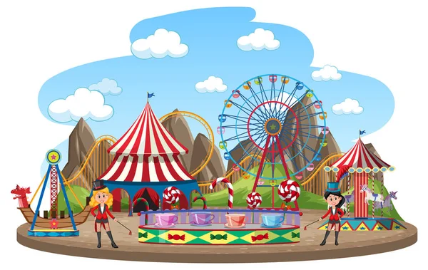 Parc Thème Circus Sur Fond Isolé Illustration — Image vectorielle