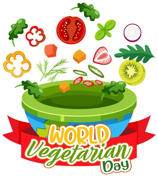 World Vegetarian Day 로고와 야채와 — 스톡 벡터