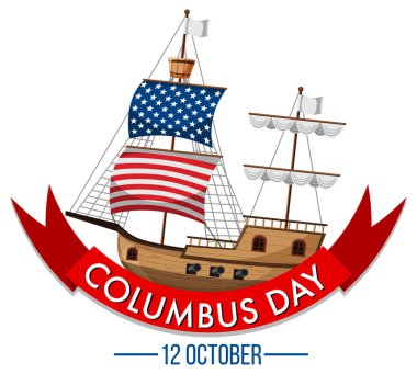 Sancak gemisi illüstrasyonlu Columbus Günü afişi