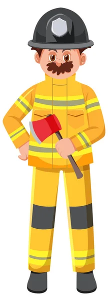 Ein Feuerwehrmann Cartoon Figur Auf Weißem Hintergrund Illustration — Stockvektor