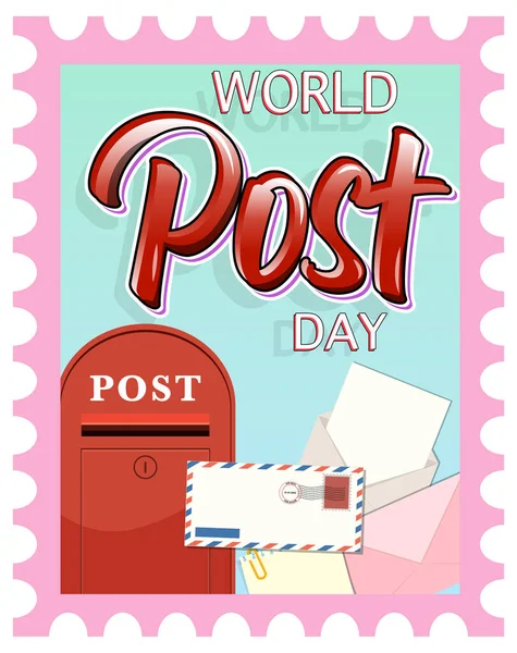 World Post Day Logo Post Box Envelope Illustration — Stock Vector