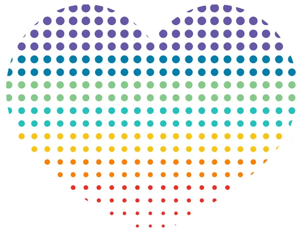 Heart Formed Colourful Polka Dots Illustration — Stock Vector