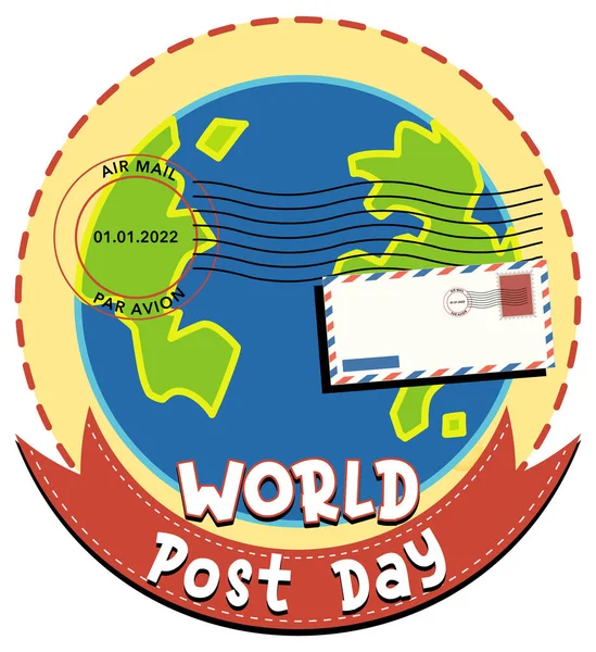 Logo Světová Pošta Zemní Glóbus Ilustrací Obálky — Stockový vektor