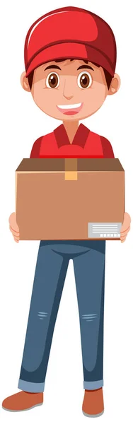 Delivery Man Holding Package Illustration — Stock Vector