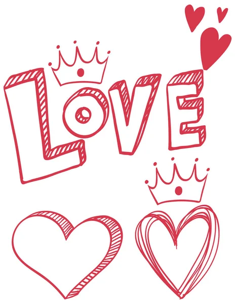 Liebe Wort Text Logotyp Doodle Stil Illustration — Stockfoto