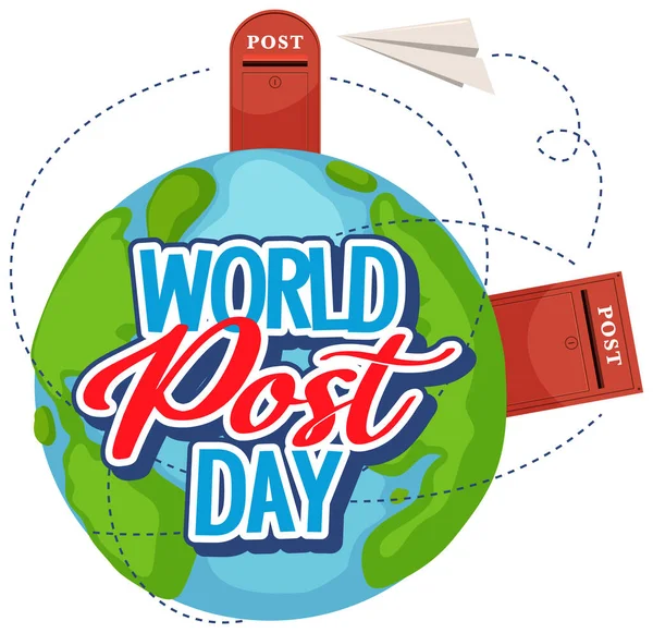 World Post Day Logotipo Palabra Tierra Ilustración — Foto de Stock