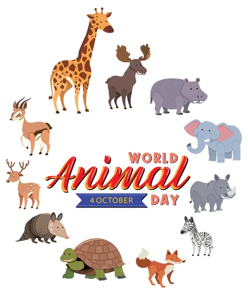 Logo Journée Mondiale Des Animaux Avec Illustration Animaux Africains — Photo
