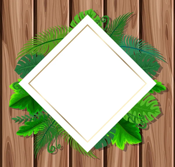 Gedraaid Vierkant Frame Met Tropische Groene Bladeren Illustratie — Stockvector
