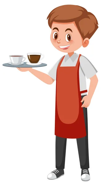 Coffee Man Cartoon Character White Background Illustration — Stock Vector