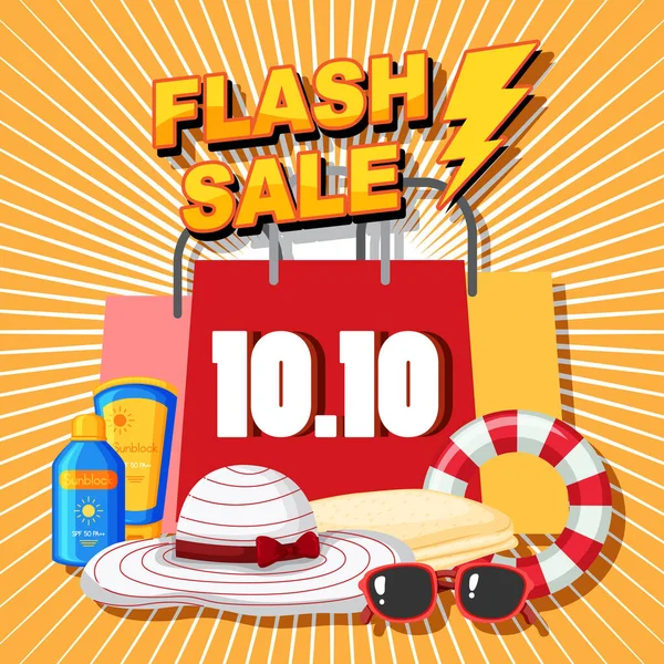 Flash Sale Promotion Banner Shopping Stuffs Illustration — Stock Vector