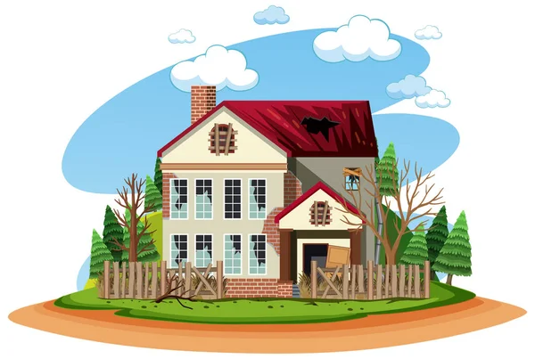 Casa Vieja Rota Aislada Ilustración Rural — Vector de stock