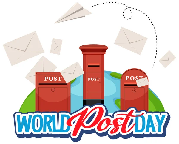 Παγκόσμια Ημέρα Ταχυδρομικών Κουτιών Εικονογράφηση — Διανυσματικό Αρχείο