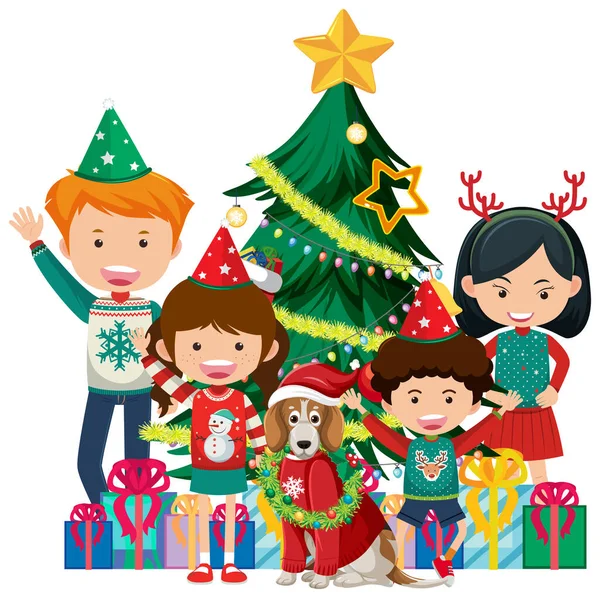 Glückliche Familie Weihnachten Thema Illustration — Stockvektor