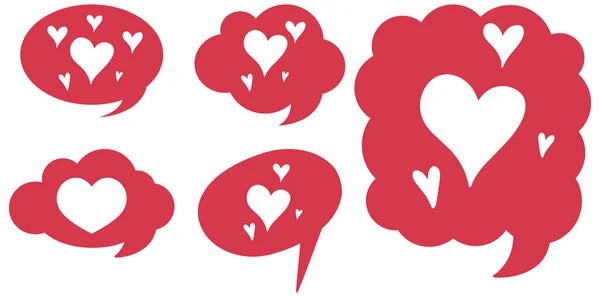 Symboles Coeur Dans Les Bulles Parole Ensemble Illustration — Image vectorielle
