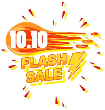 10.10 Flash Satış promosyonu yangın afişi illüstrasyonu