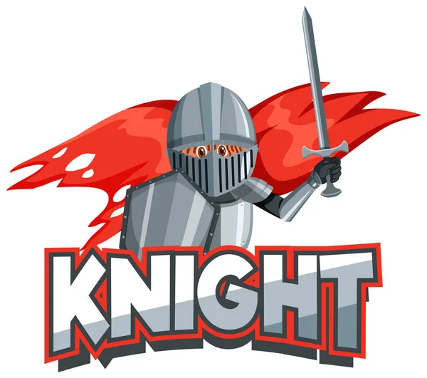 Λογότυπο Γραμματοσειράς Knight Μεσαιωνικό Ιππότη Στην Εικονογράφηση Στυλ Κινουμένων Σχεδίων — Διανυσματικό Αρχείο