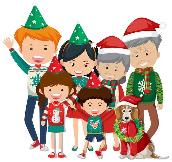 Noel Temalı Resimde Mutlu Aile — Stok Vektör
