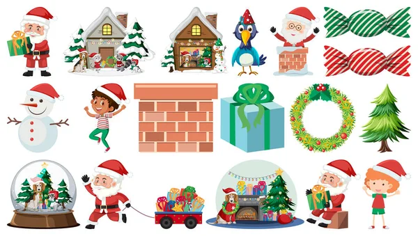 İzole edilmiş Noel Nesneleri ve Elementler Resmetmeyi Ayarla