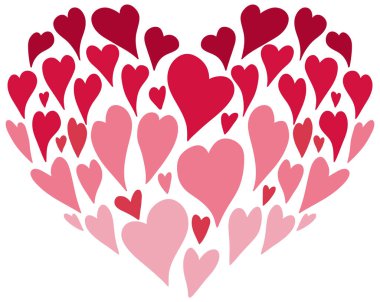 Küçük kalp çiziminden yapılmış kalp şekli