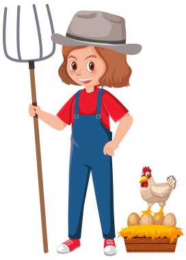 Beyaz arkaplan resimlerinde bir çiftçi çizgi film karakteri