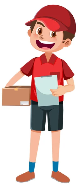 Delivery Man Cartoon Character White Background Illustration — Stock Vector